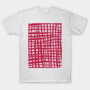 Retro grid pattern - viva magenta T-Shirt